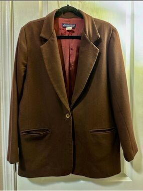 J.G. Hook Women's Brown Single-Button Wool-Blend Blazer